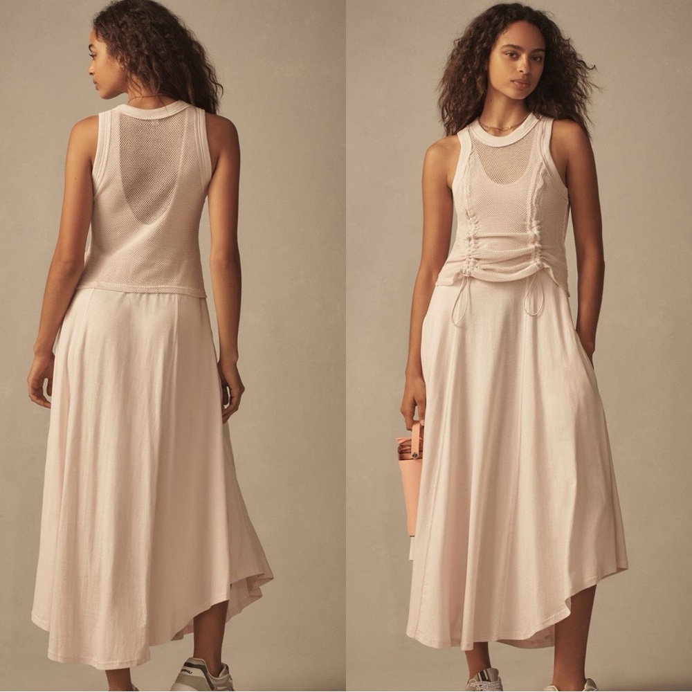 NWT Daily Practice by Anthropologie Forward Line Pink Midi Dress Sz M